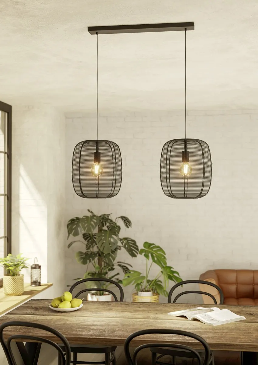 Eglo Rinroe Hanglamp E27 - 5 Lichts - 90cm - Zwart - afbeelding 6 van 6