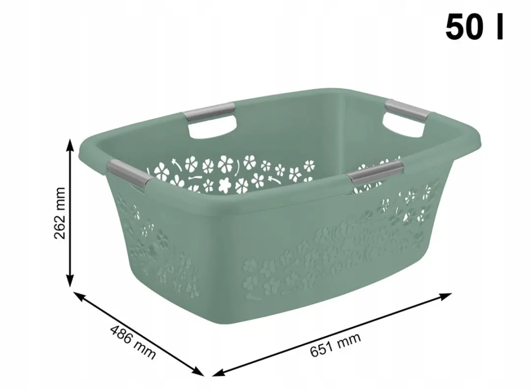 Rotho Bloemen Wasmand 50L - Groen