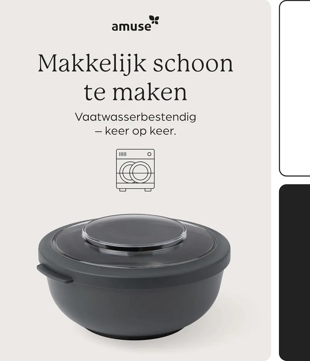 Amuse Tylla Charcoal Lunchbox 1000ml - Zwart