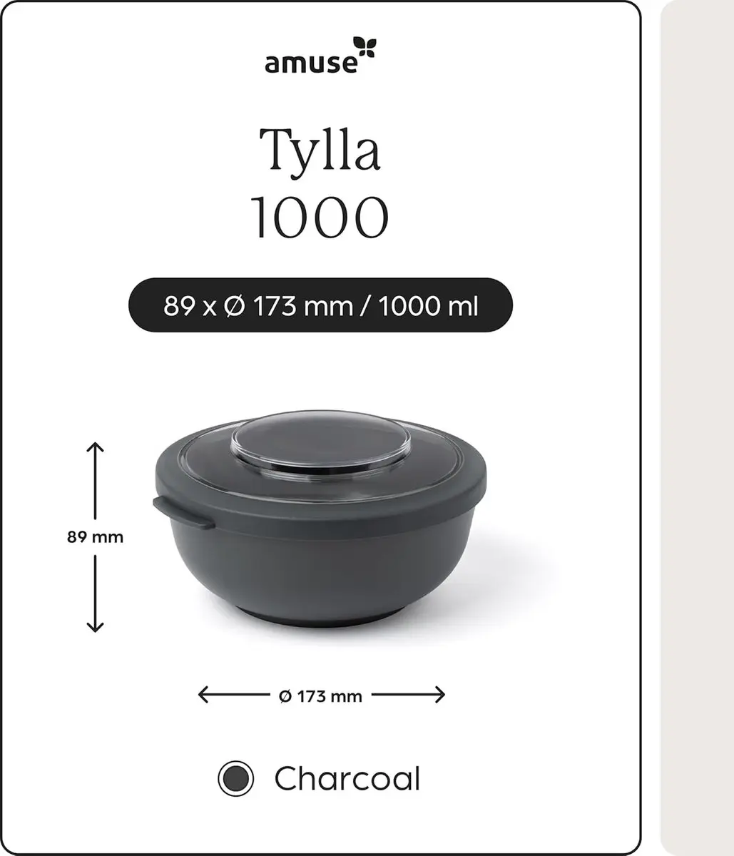 Amuse Tylla Charcoal Lunchbox 1000ml - Zwart