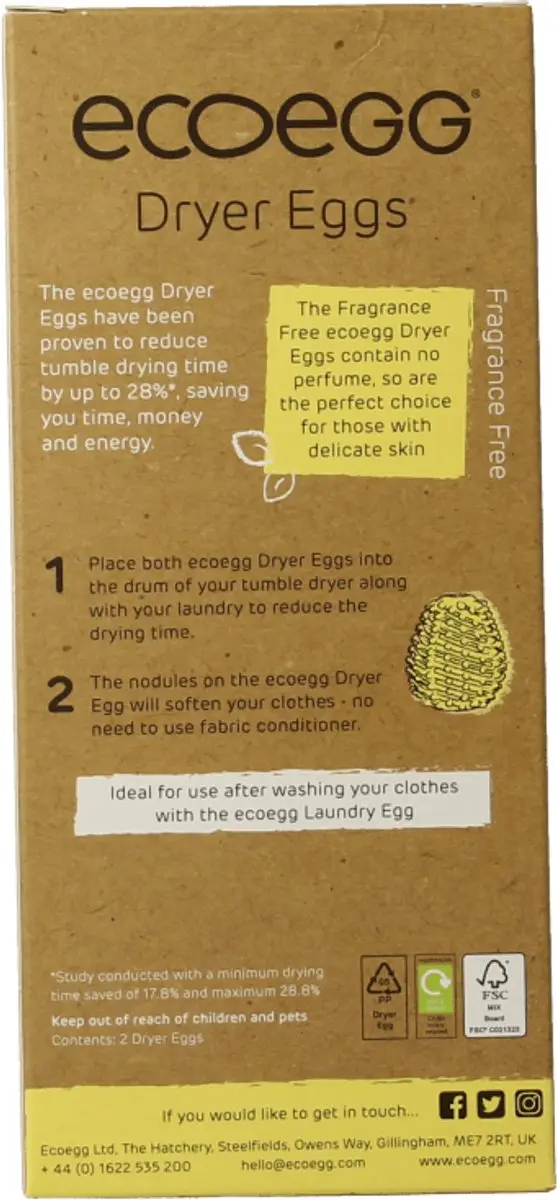 Eco Egg Droger Egg - 2 Stuks - 40 Wasbeurten