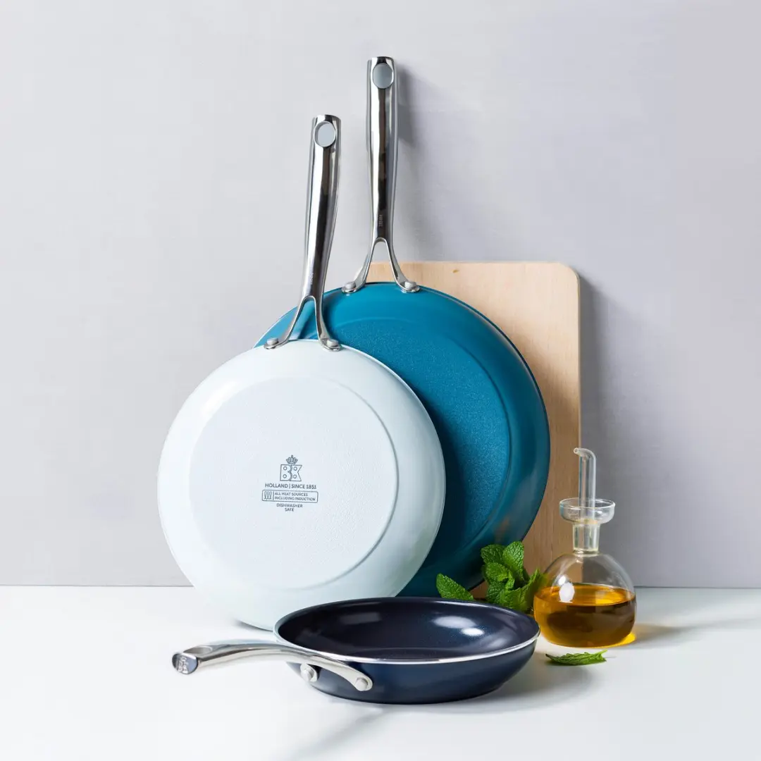 BK Sky Blue Keramische Inductie Koekenpannenset 3-delig & Contactgrill - 5 Stuks