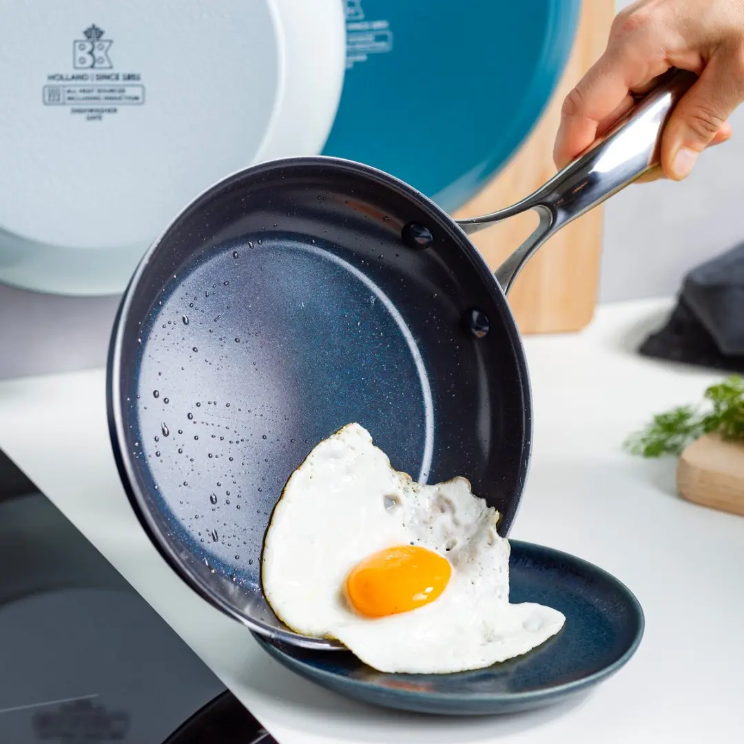 BK Sky Blue Keramische Inductie Koekenpannenset 3-delig & Contactgrill - 5 Stuks