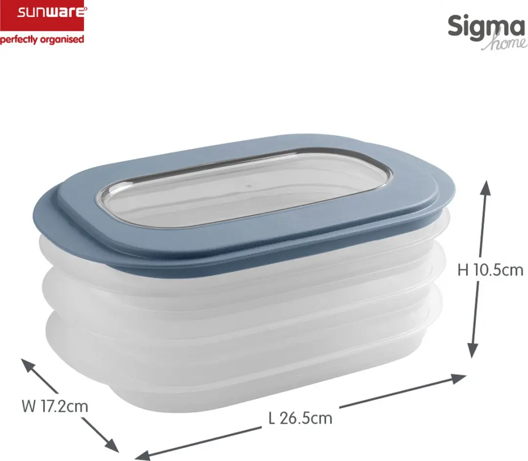 Sunware Sigma Home Vleeswarendoos - 2 Stuks - 1.1L - Blauw/Transparant
