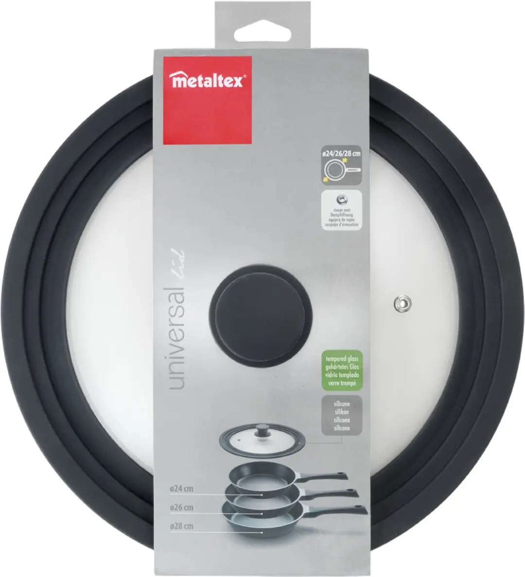 Metaltex Pannendeksel 28cm - Glazen - Siliconen rand - MPN 319128
