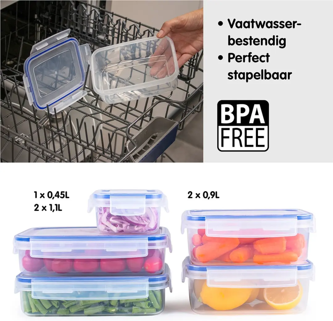 Sunware Vershoudbakjes 0.9L - Set van 6 - Blauw