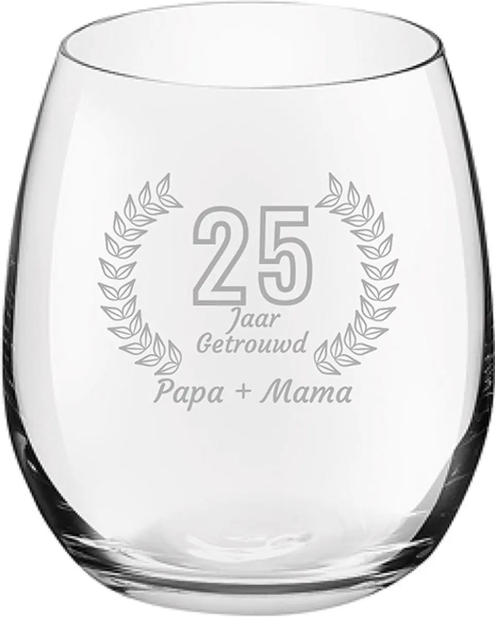 Royal Leerdam Gegraveerd Drinkglas 39cl Papa & Mama 25 Jaar