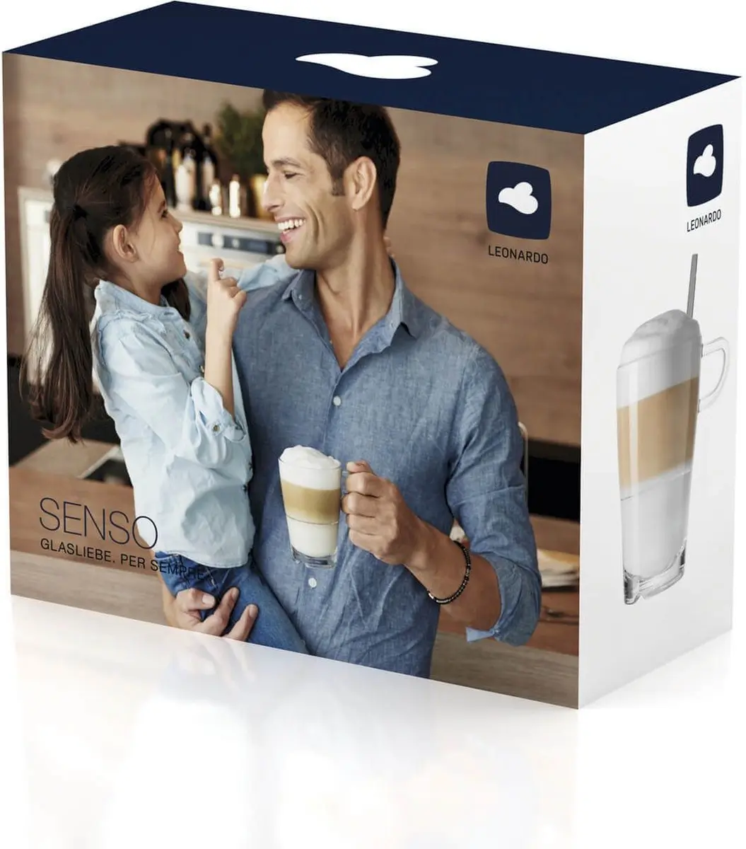 Leonardo SENSO Latte Macchiato Set 024024 - 4 Stuks - Transparant/Zilver