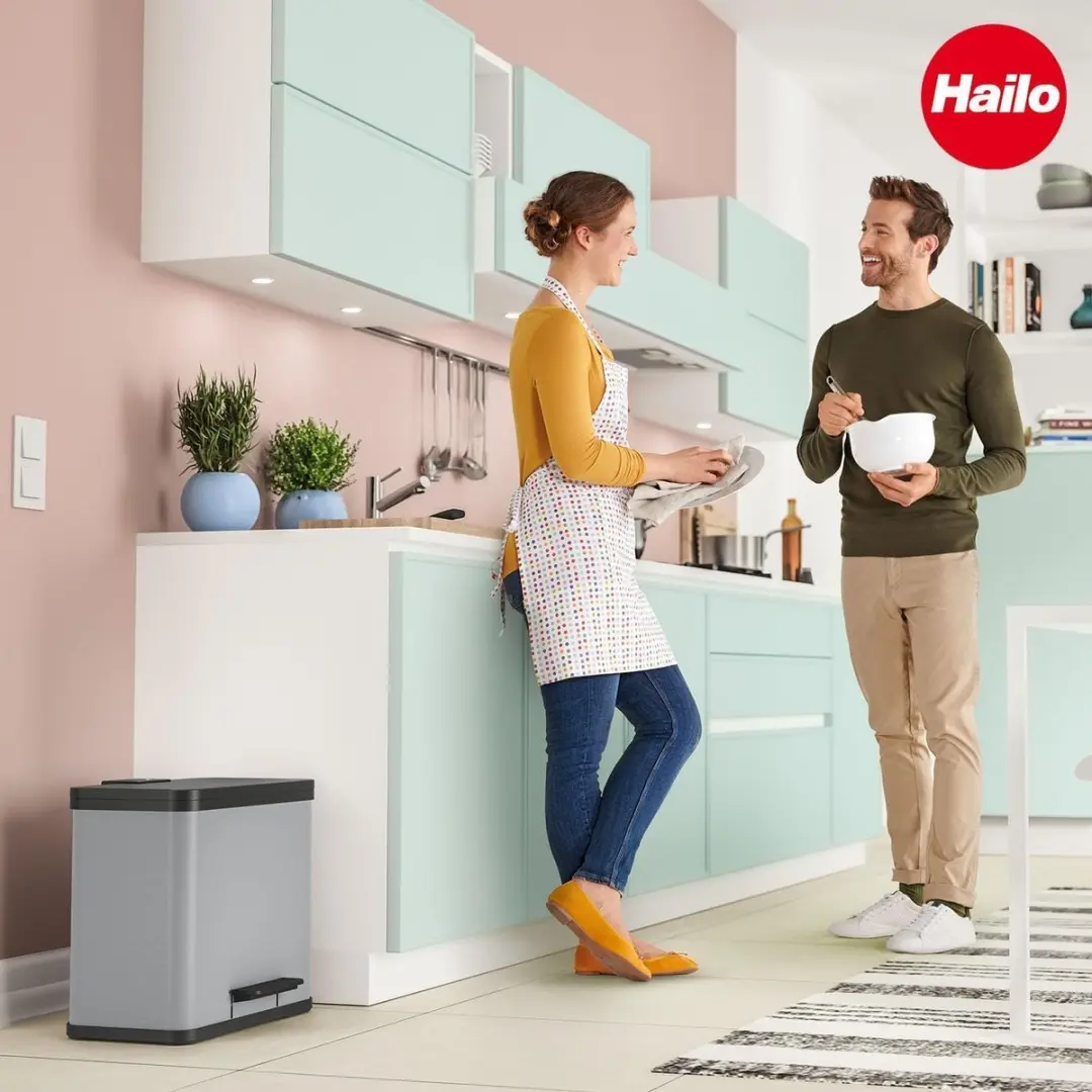 Hailo Öko Duo Plus L Prullenbak 26L - 2 Vakken - Zilver