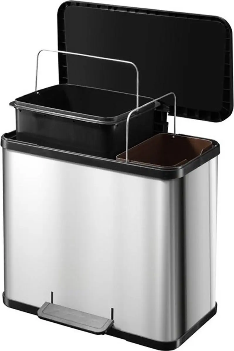 Hailo Öko Duo Plus L Prullenbak 26L - 2 Vakken - Zilver