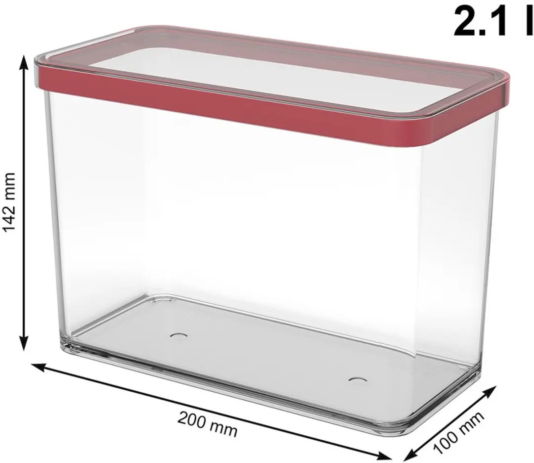 Rotho Loft Voedselbewaardozen Set - 5 Stuks - Rood - 2x2,1L/1x1L/2x0,5L