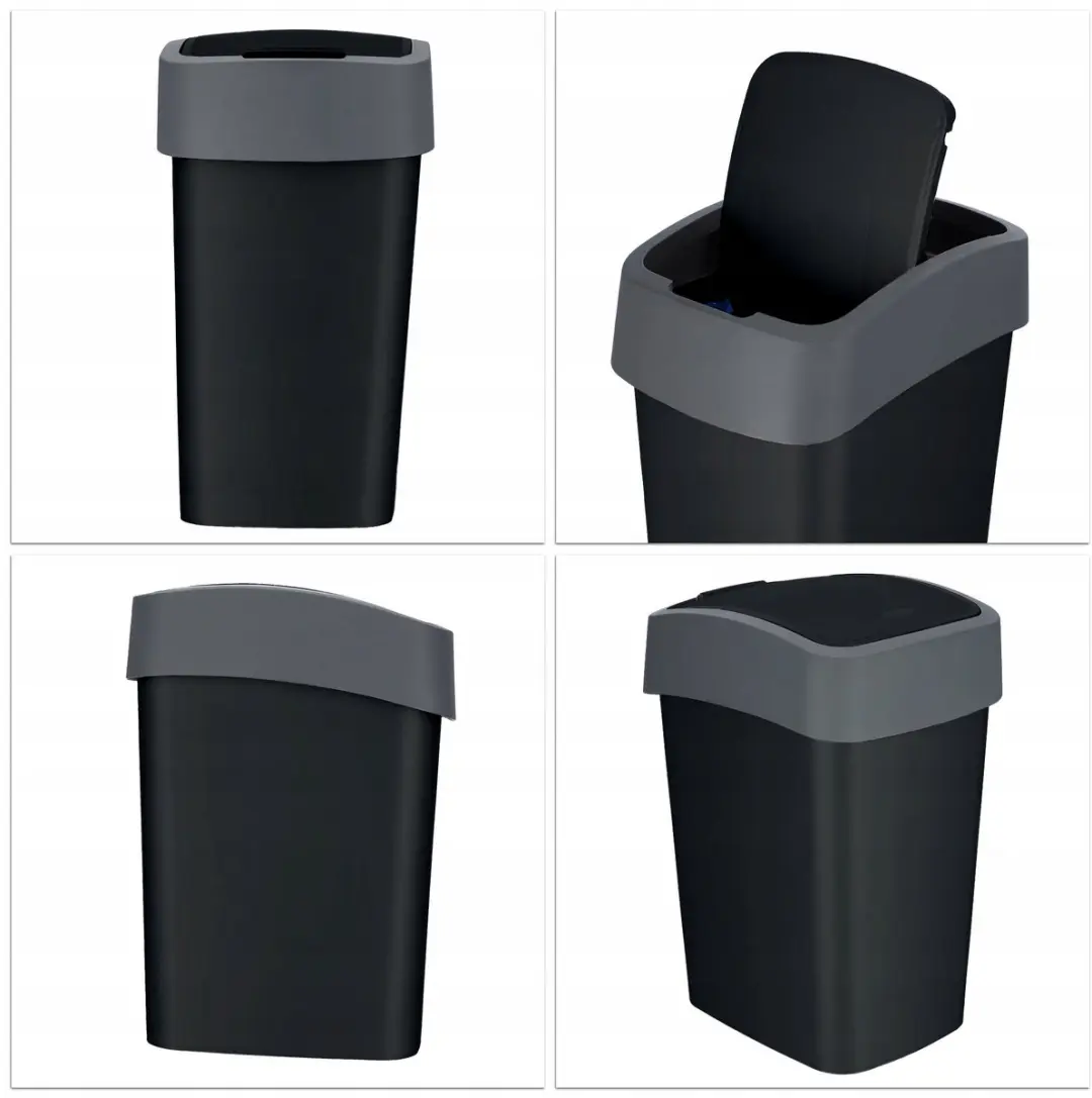 Curver Flip Bin 50L Afvalbak - 150cm - Zwart/Zilver - afbeelding 6 van 6