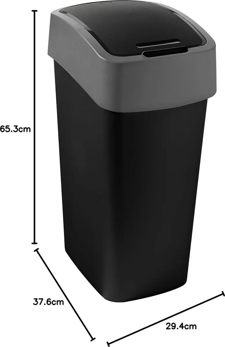 Curver Flip Bin 50L Afvalbak - 150cm - Zwart/Zilver
