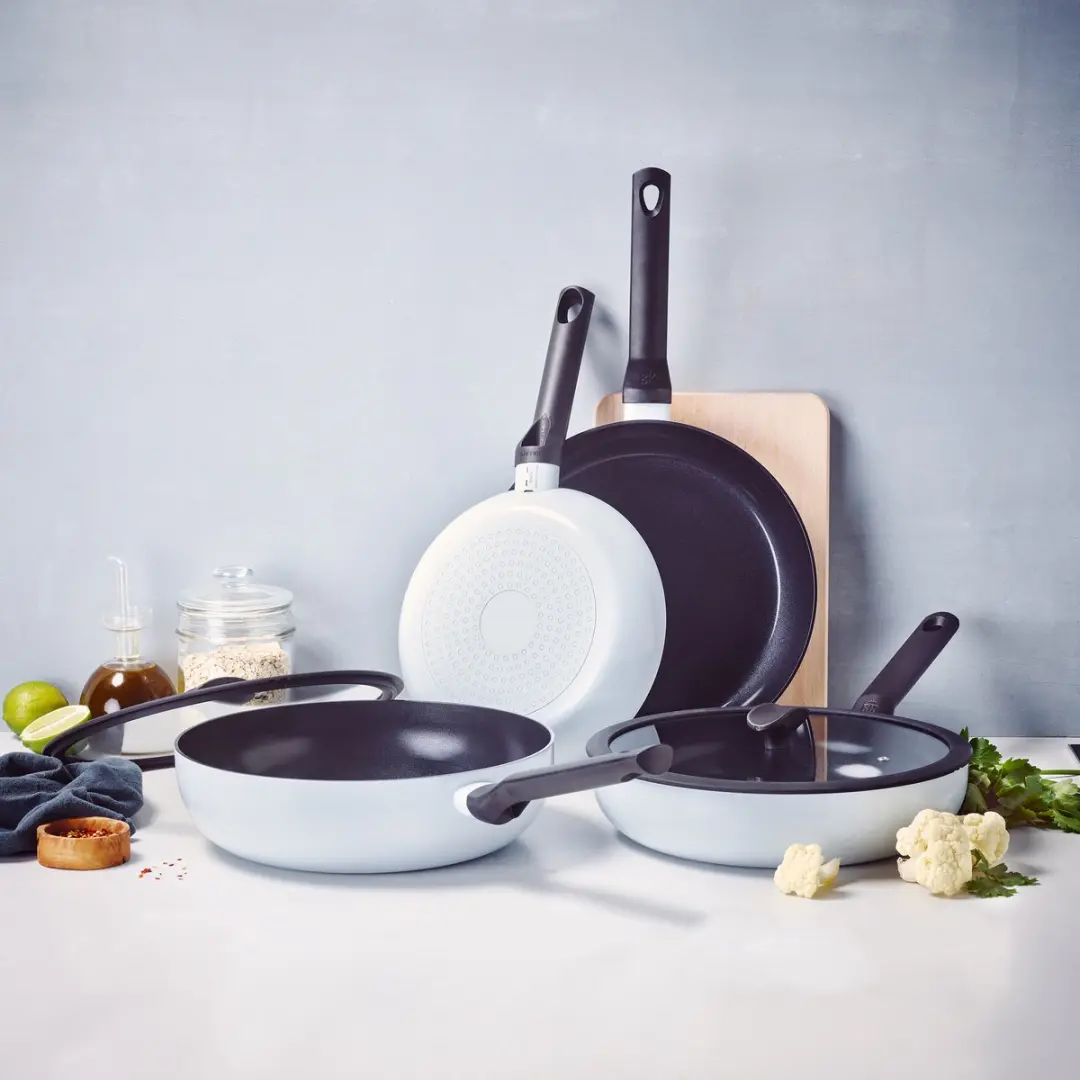 BK Enjoy Pannenset 4-delig 24/28cm - Inductie - Ovenbestendig - Lichtblauw