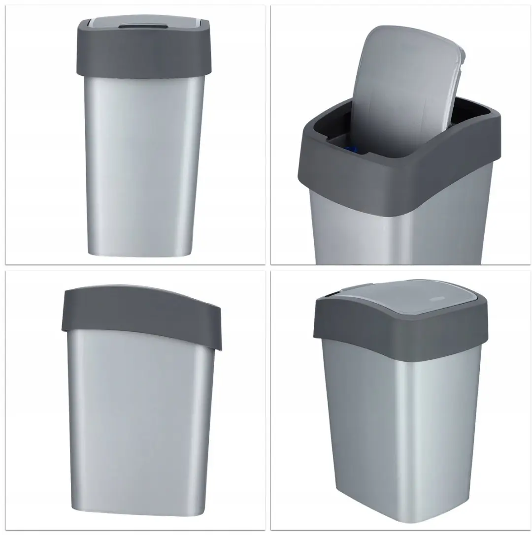 Curver Flip Bin Afvalbak 25L - Zilver/Antraciet - afbeelding 6 van 6