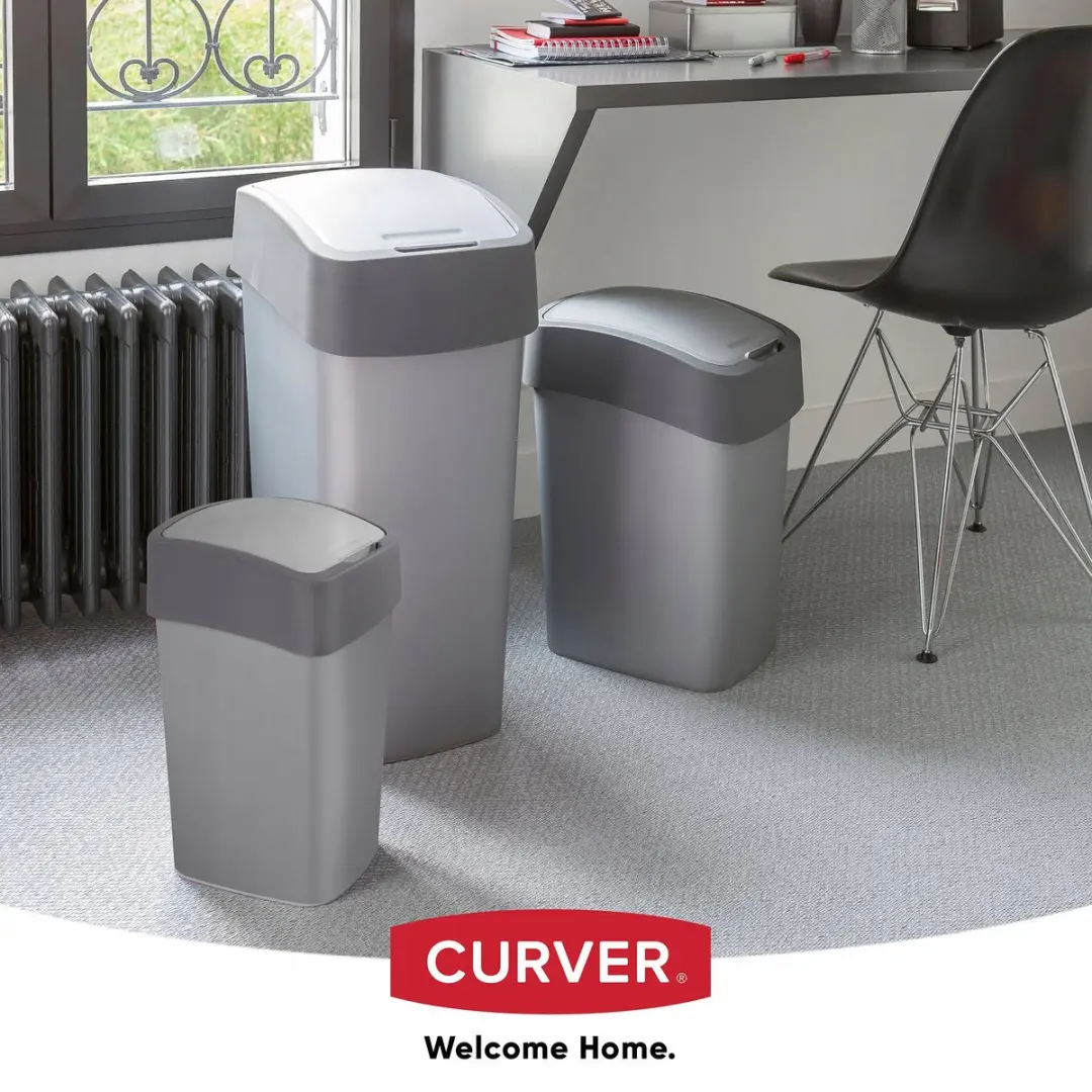 Curver Flip Bin Afvalbak 25L - Zilver/Antraciet