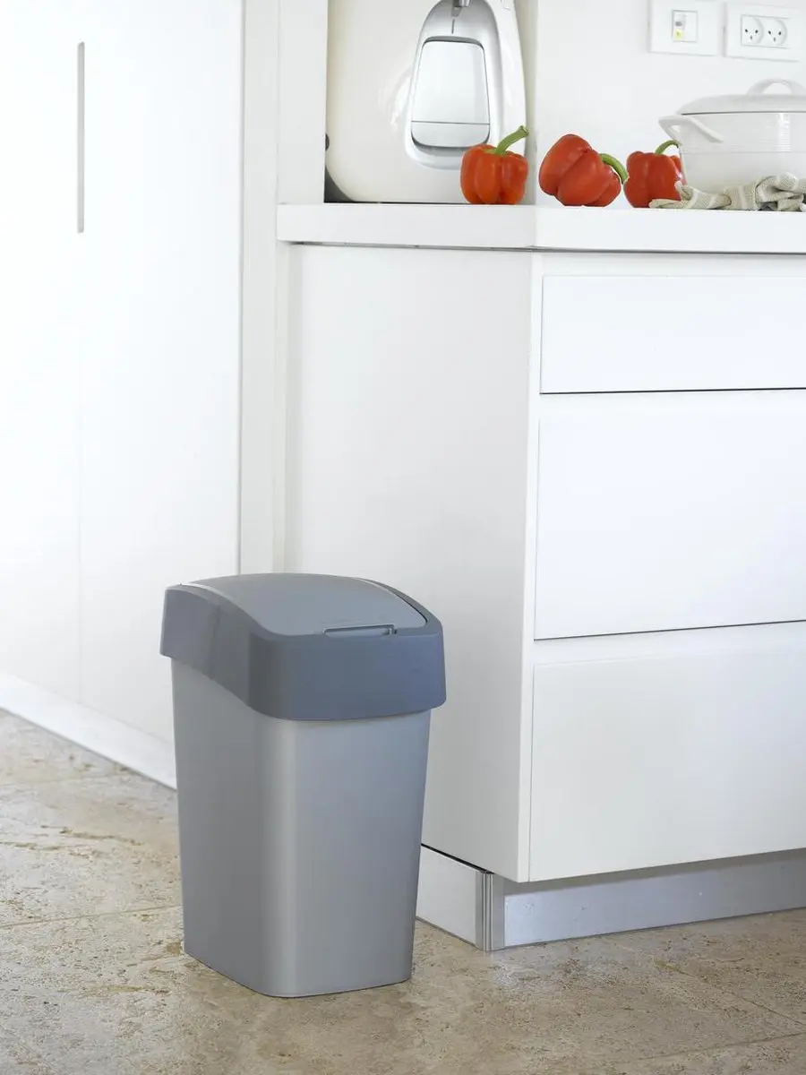 Curver Flip Bin Afvalbak 25L - Zilver/Antraciet