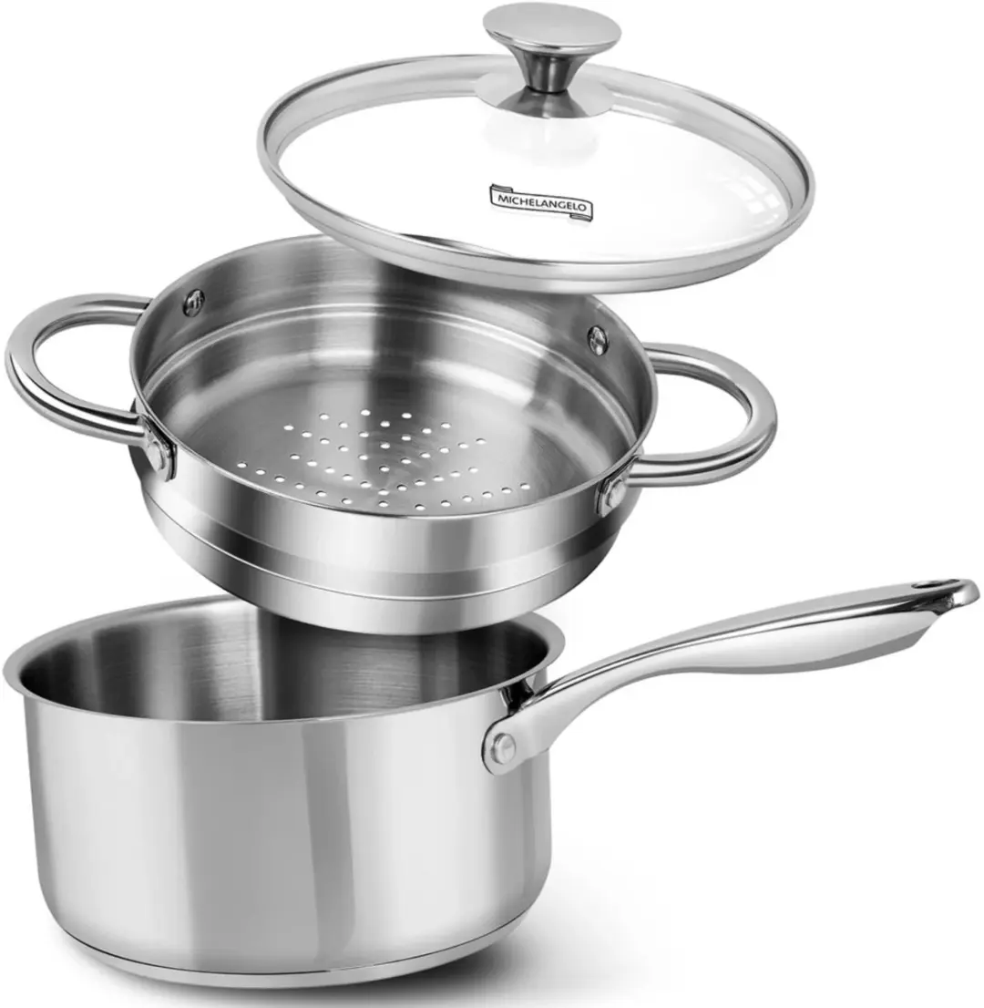 Michelangelo Stoompan 3L - RVS - 20cm - 3 Stuks