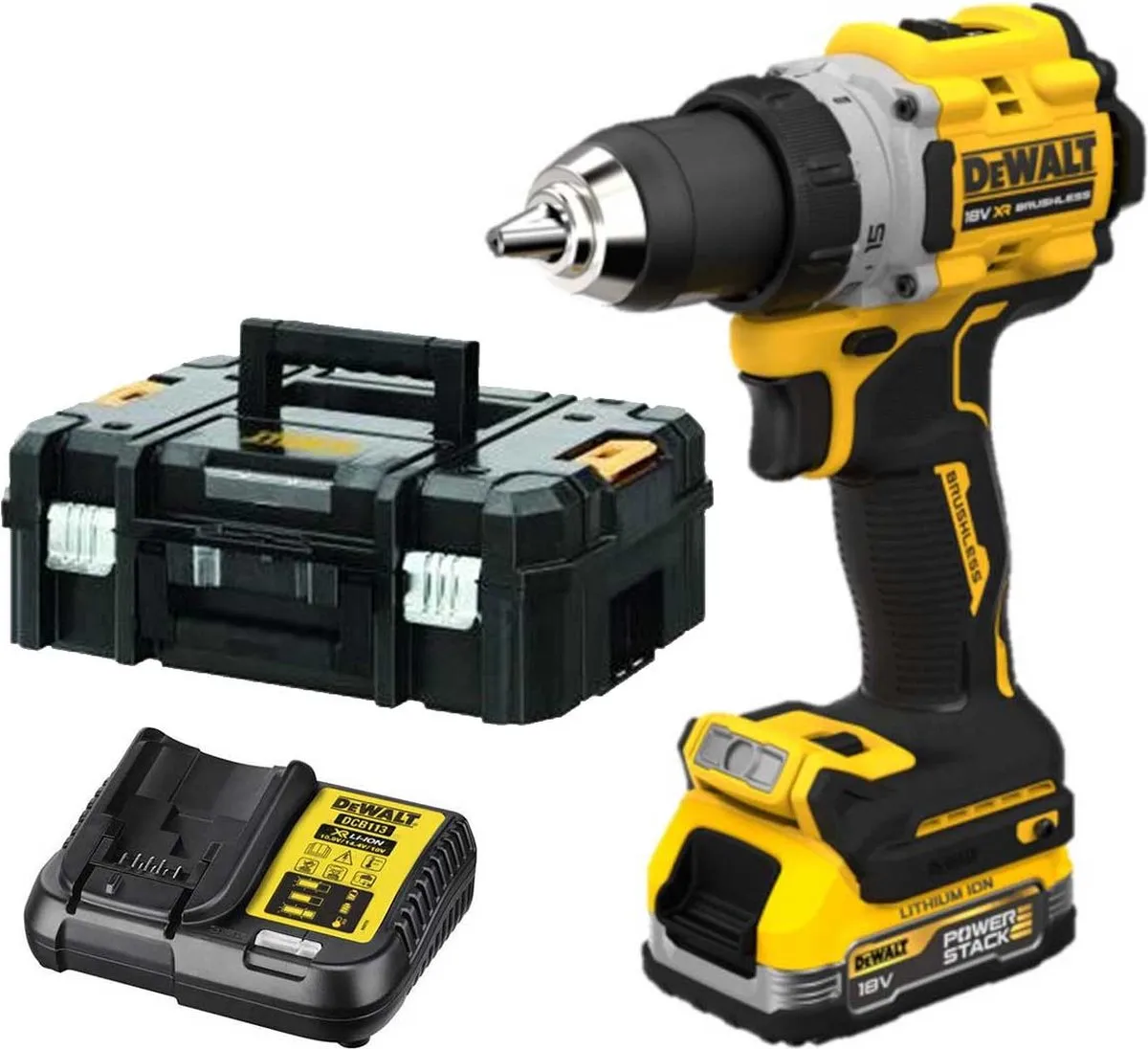 DeWalt DCD805E1T Klop-/schroefboormachine 18V XR POWERSTACK - 13mm Beton
