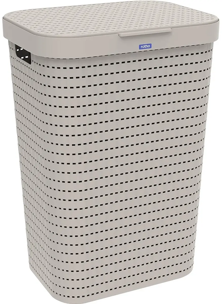 Rotho Country Wasmand met deksel 55L - Cappuccino - afbeelding 6 van 6
