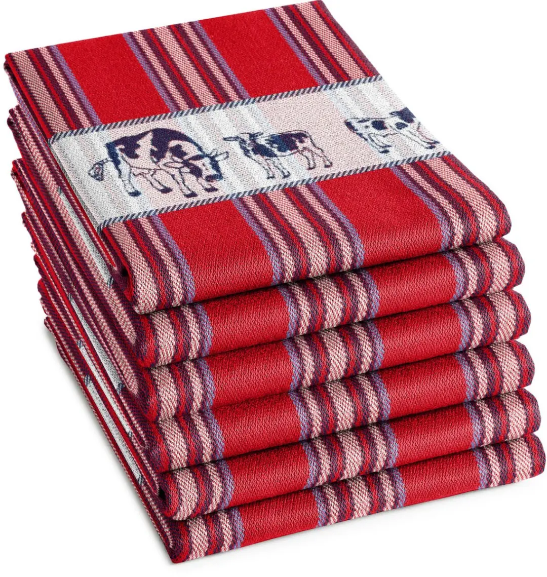 DDDDD Fries Theedoeken - 6 Stuks 60x65cm Rood
