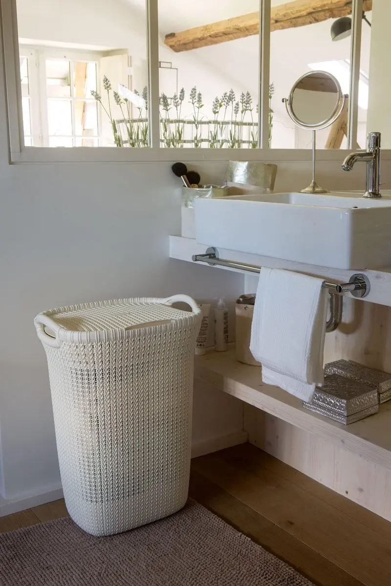 Curver Knit Wasmand met deksel 57L - Oasis White