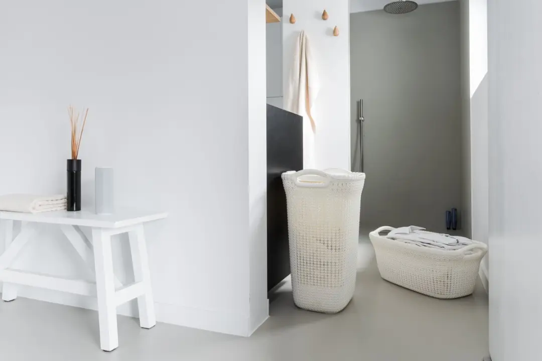 Curver Knit Wasmand met deksel 57L - Oasis White