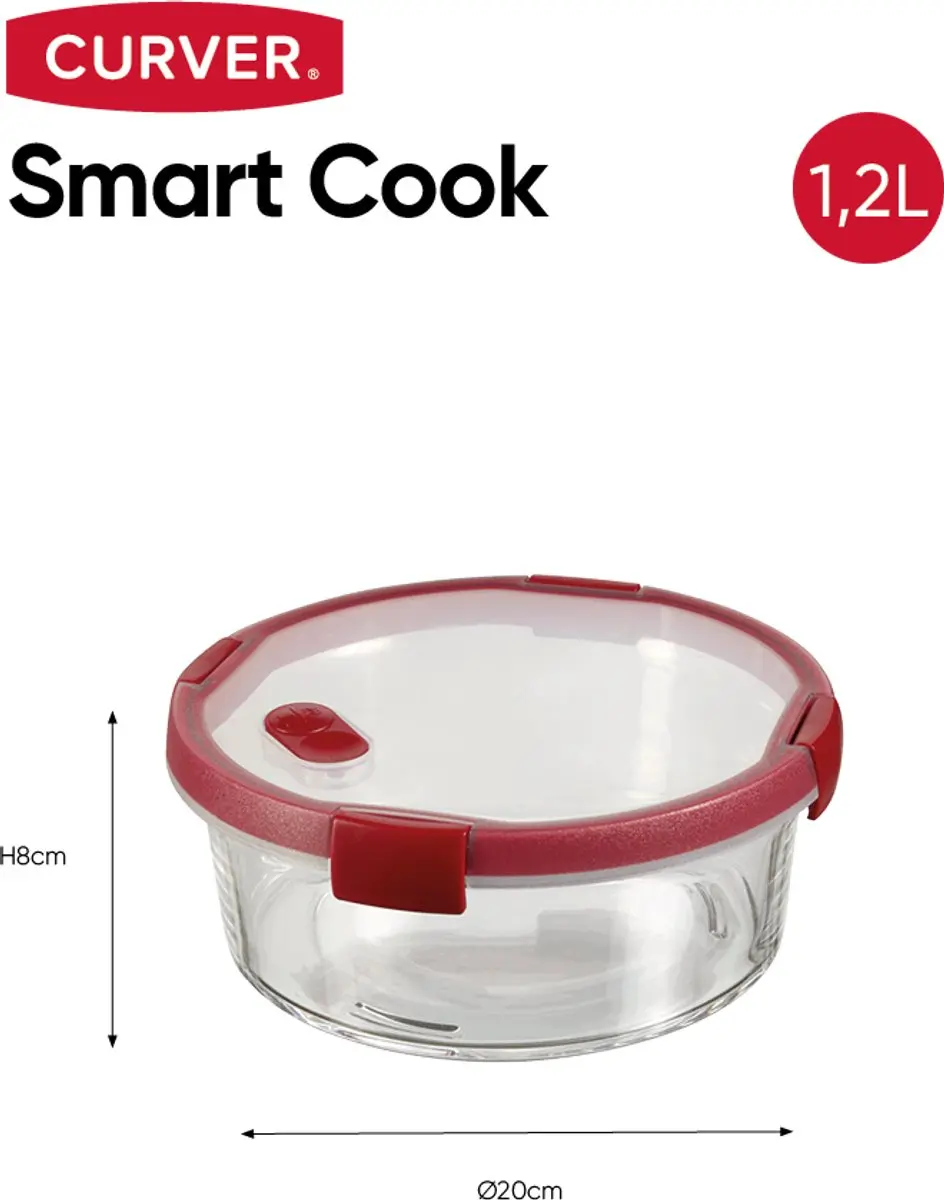Curver Smart Cook Vershouddozen Set 4x1,2L - Rood/Transparant - afbeelding 6 van 6