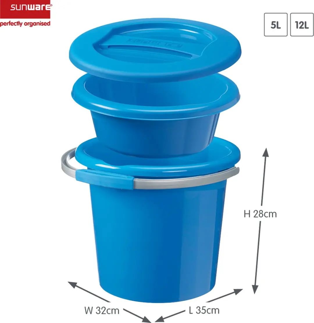 Sunware Water-Line 15L Afwasbak Vierkant - Set van 6 - Grijs