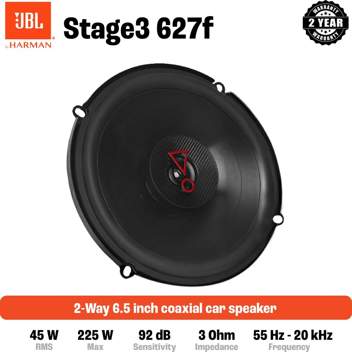 JBL Stage 3 627F Autospeaker 2-Weg 225W - 6.5" Zwart