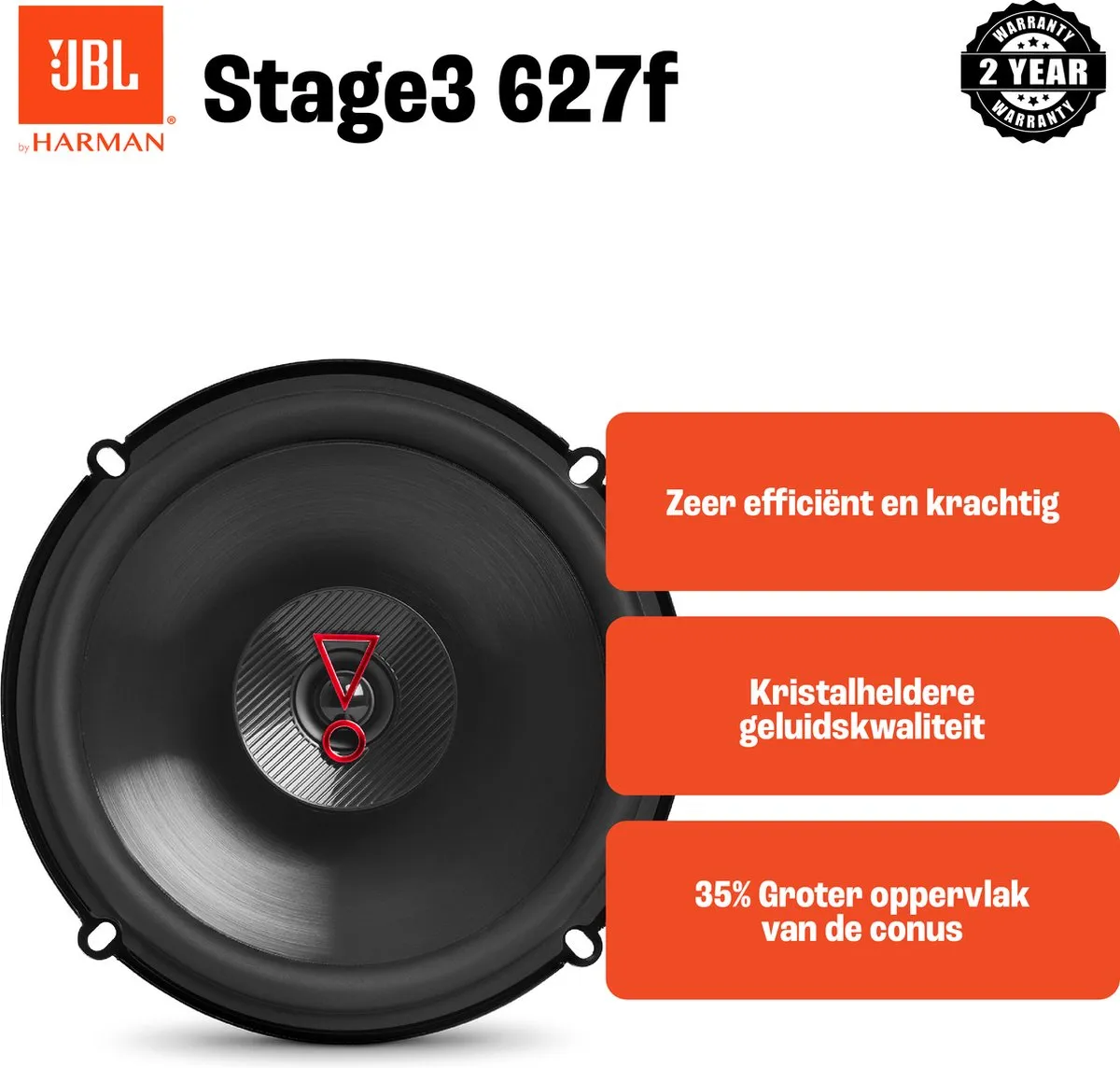 JBL Stage 3 627F Autospeaker 2-Weg 225W - 6.5" Zwart