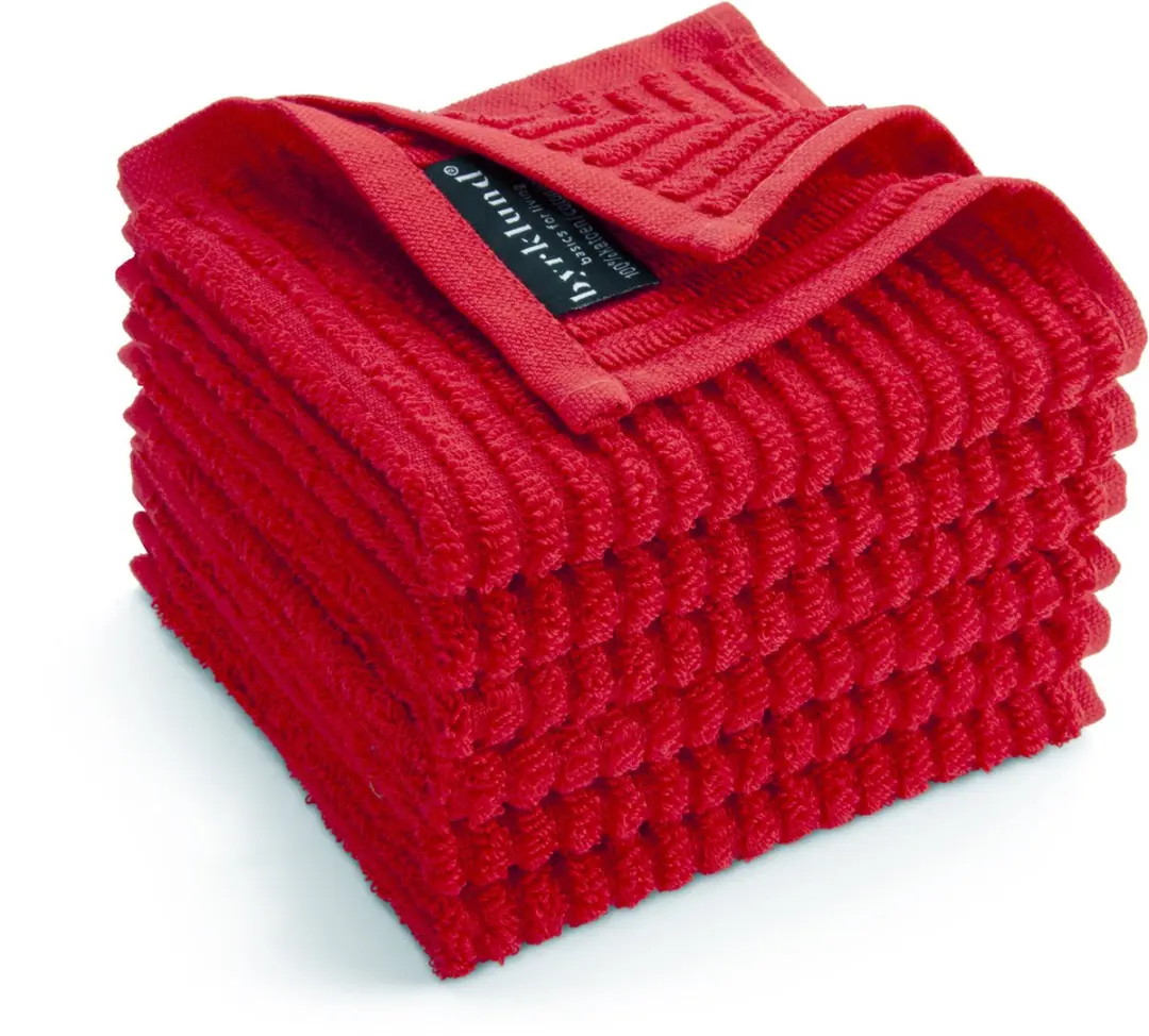 BYRKLUND Vaatdoeken Clean & Shiny - 12 Stuks 100% Katoen 30x30cm - Rood
