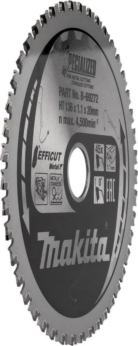 Makita B-69272 Cirkelzaagblad RVS/Staal 136mm - 45 Tanden
