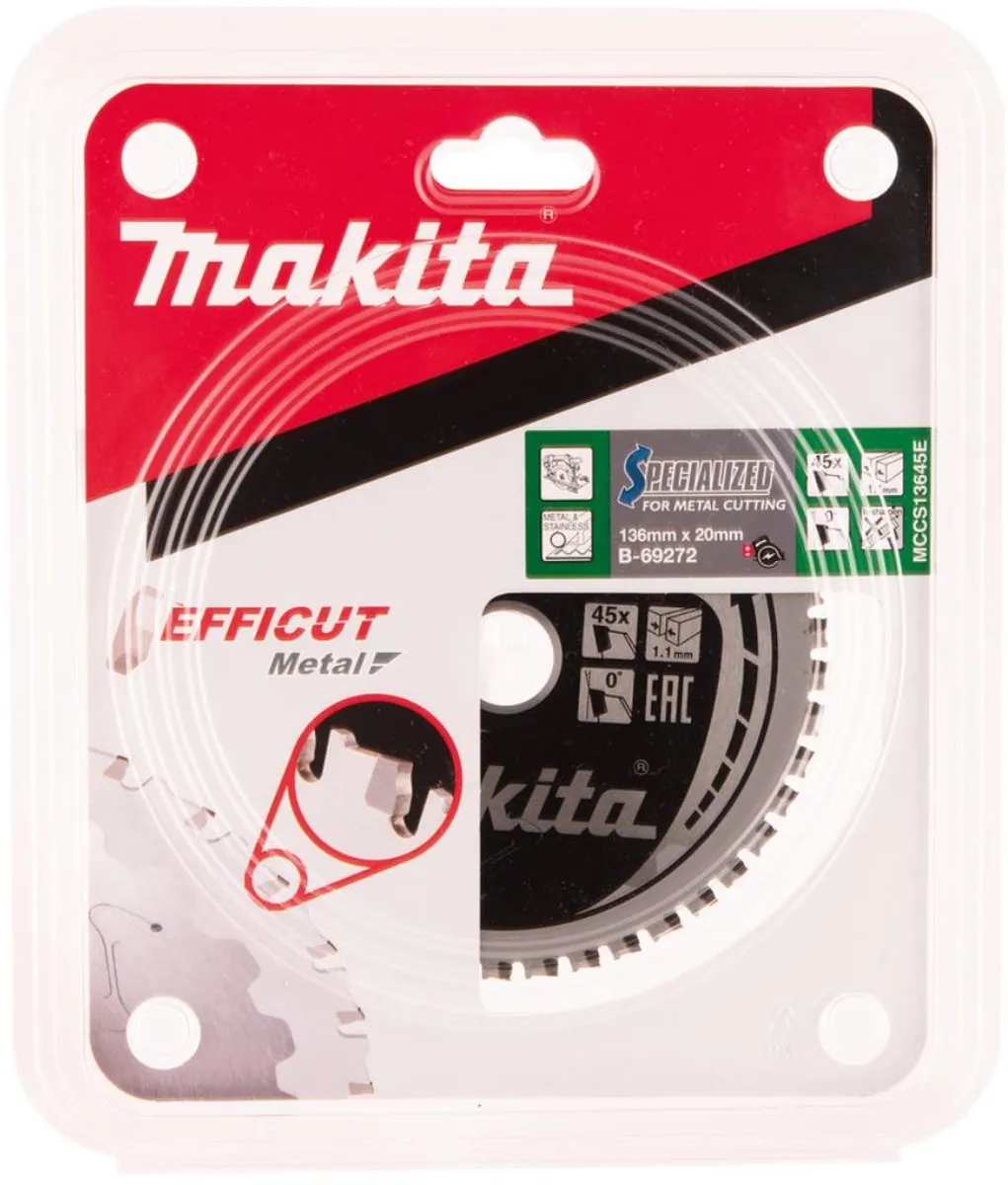 Makita B-69272 Cirkelzaagblad RVS/Staal 136mm - 45 Tanden