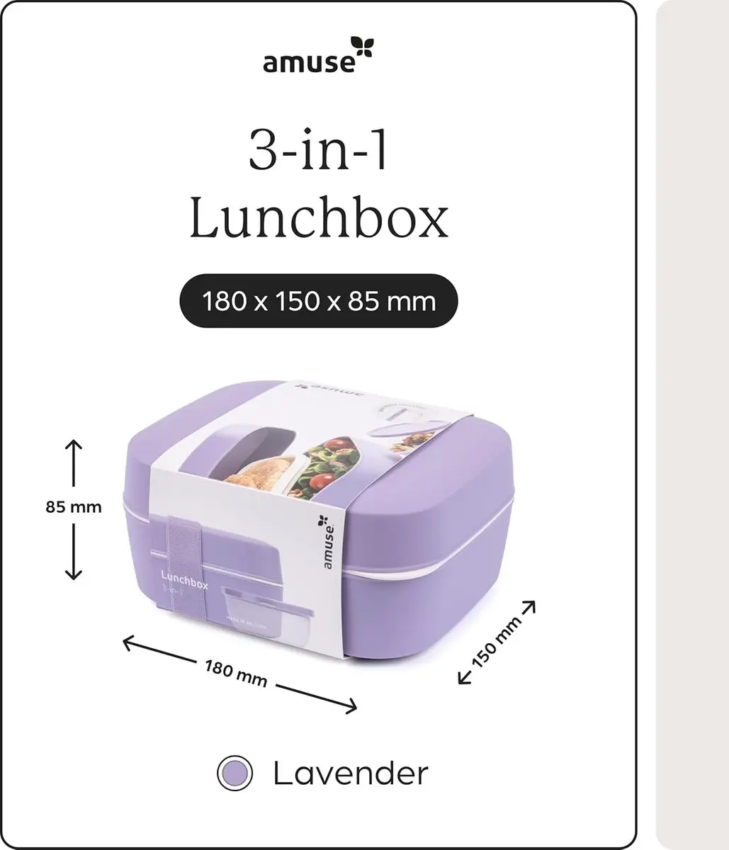Amuse Bento Lunchbox 3-in-1 - 1,5L - Paars