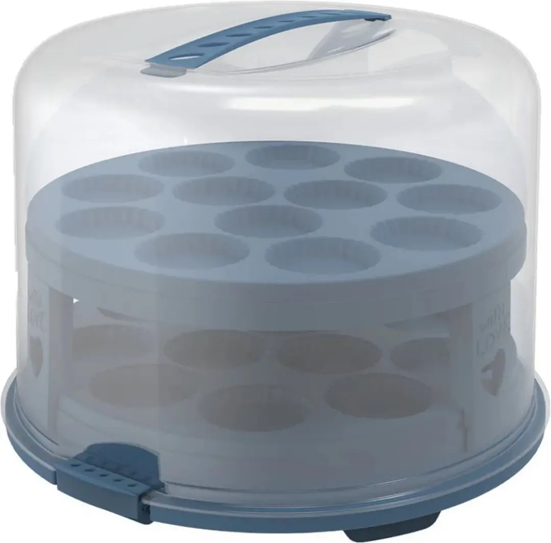 Rotho Fresh Taartdoos XL Horizonblauw - 3 Trays - afbeelding 6 van 6