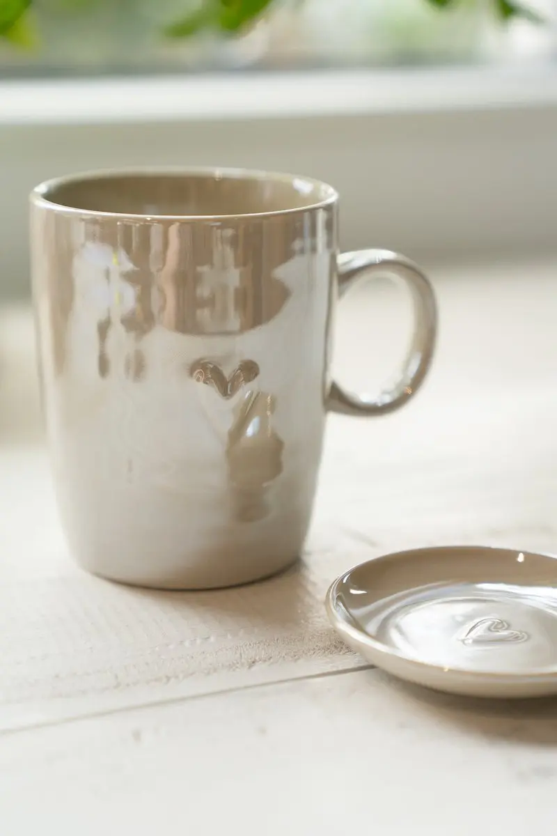 Zusss Cadeauset Theemok & Dipschaaltje Hartje Parelmoer - 2 Stuks
