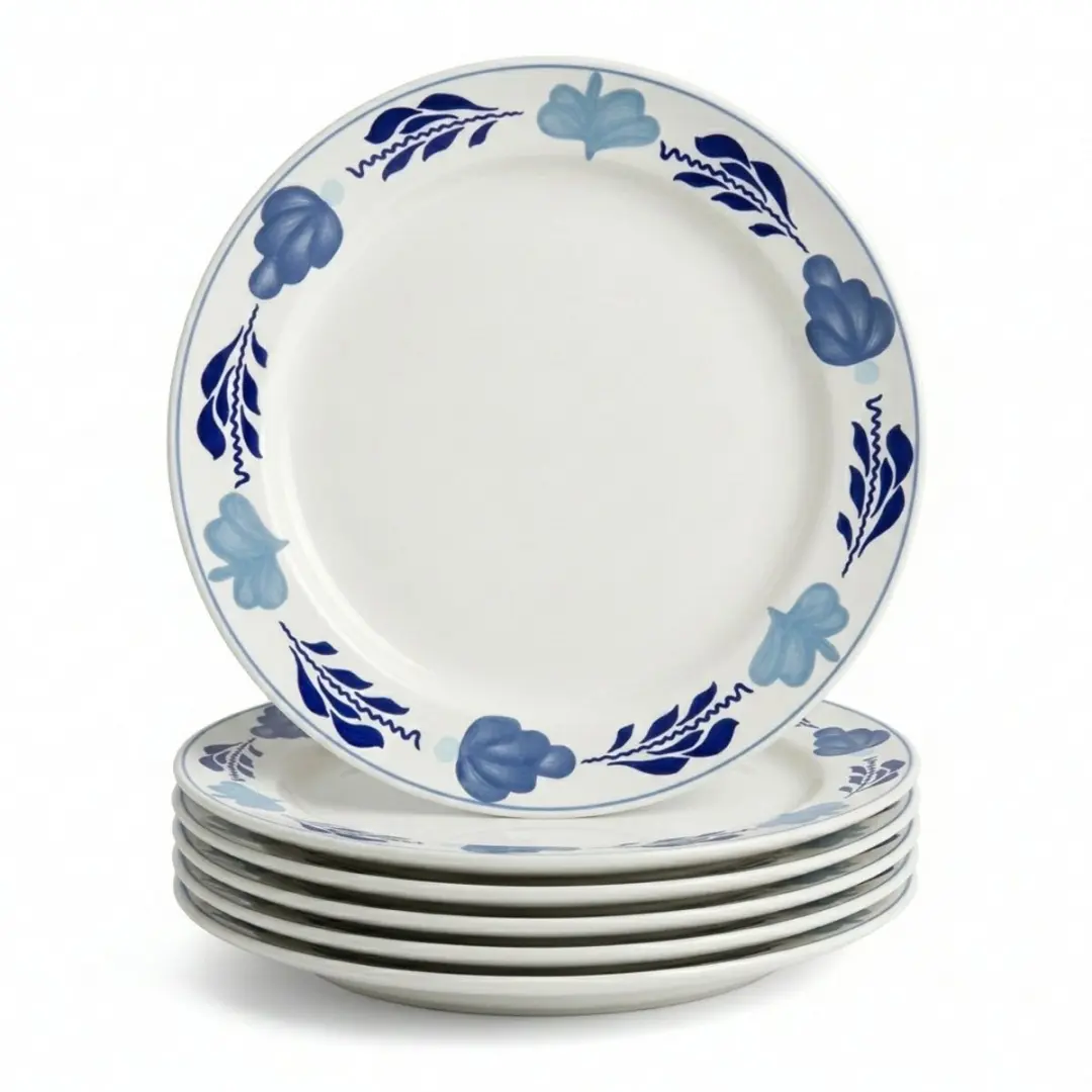 Royal Boch Boerenblauw Plat Bord 21cm - 6 Stuks
