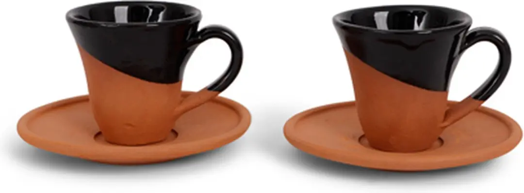 Senza Espressokopjes Set Terracotta Zwart