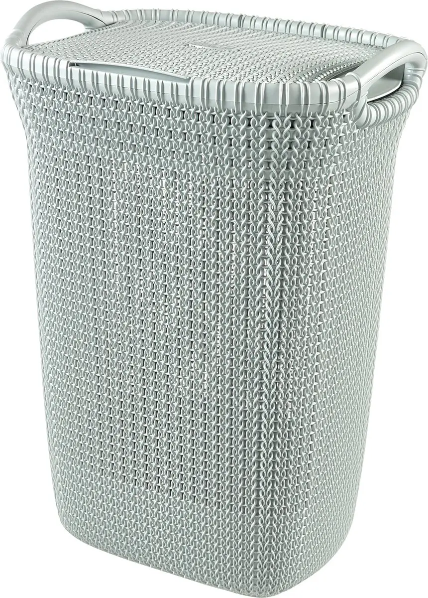 Curver Knit Wasmand met deksel 114L - 2 Stuks Misty Blue