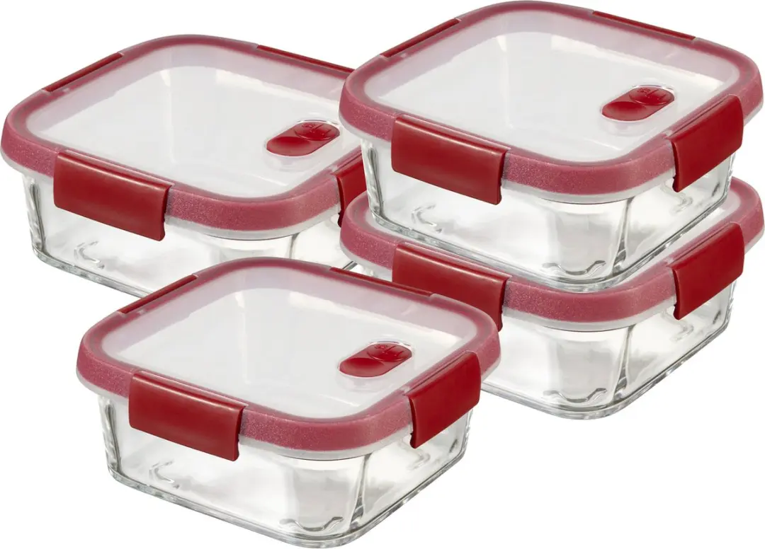 Curver Smart Cook Glazen Vershouddoos 0,7L - Rood/Transparant