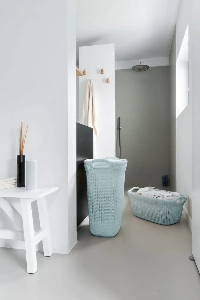Curver Knit Wasmand met deksel 57L - Misty Blue