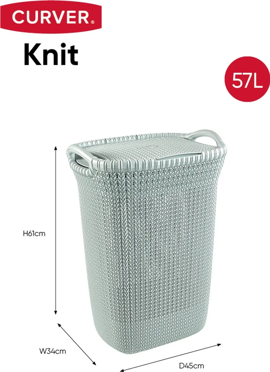 Curver Knit Wasmand met deksel 57L - Misty Blue
