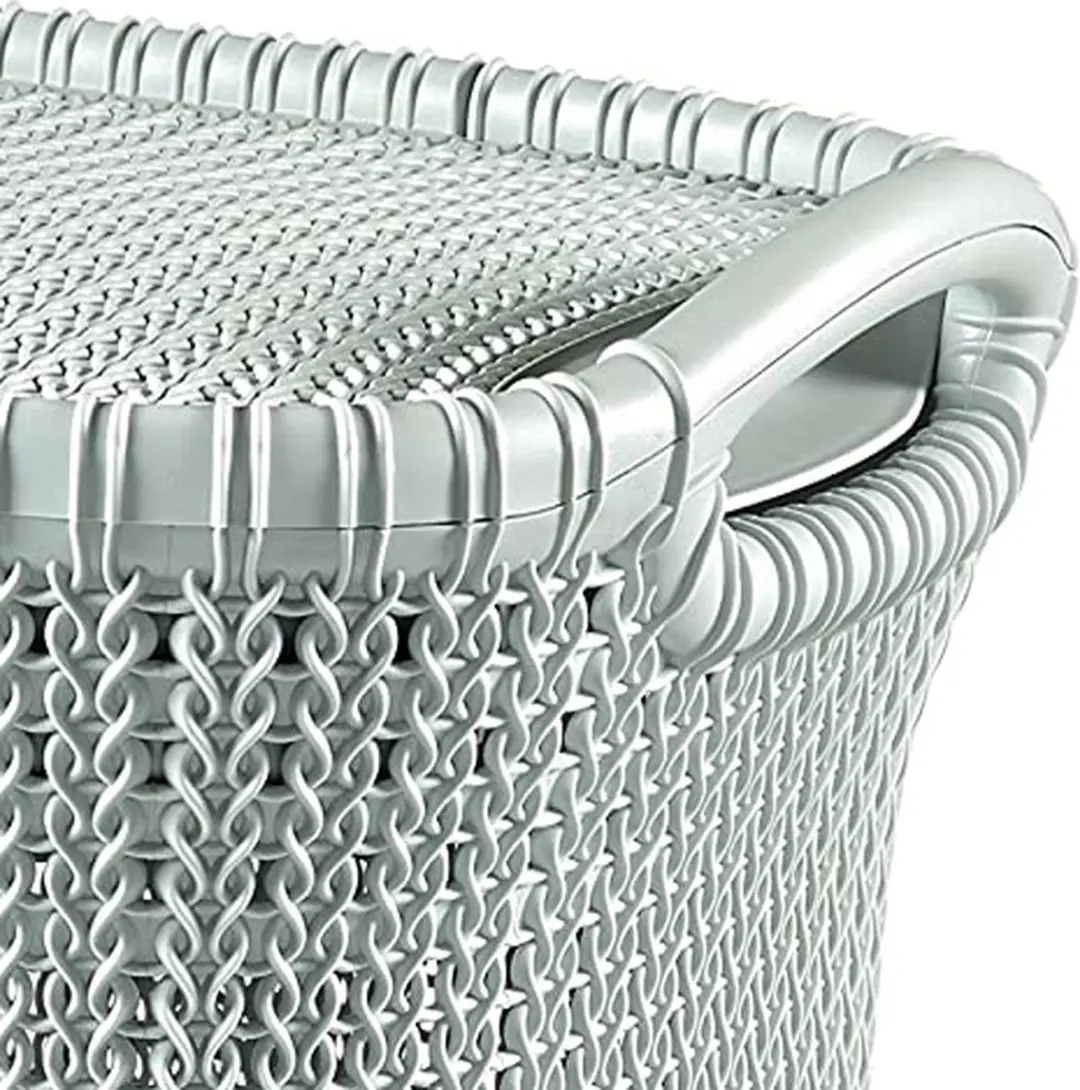 Curver Knit Wasmand met deksel 57L - Misty Blue