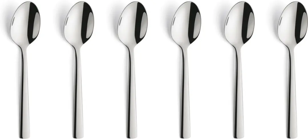 Amefa Moderno Theelepels - 6 Stuks - Zilver