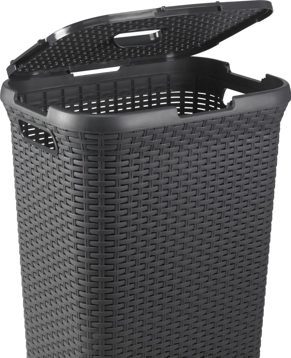 Curver Style Wasmand met deksel 60L - Antraciet