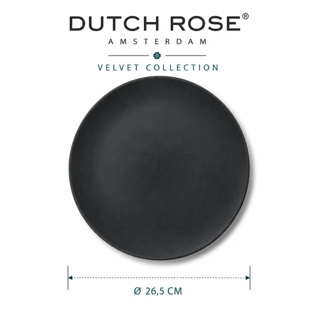 Dutch Rose Velvet Borden 26,5cm Antraciet