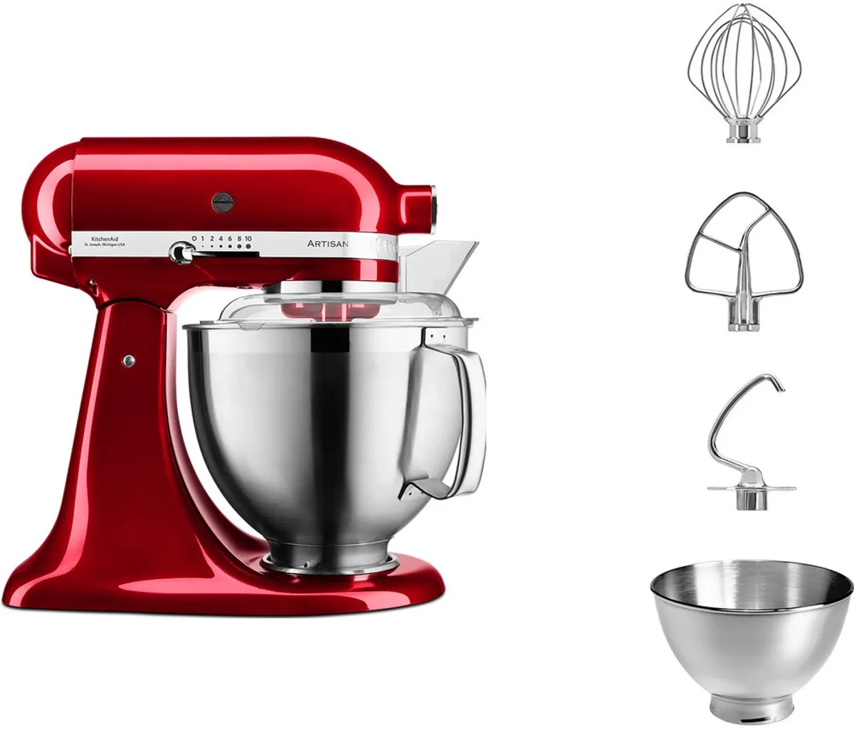 KitchenAid Artisan 5KSM185PS Keukenmachine - Rood - afbeelding 6 van 6
