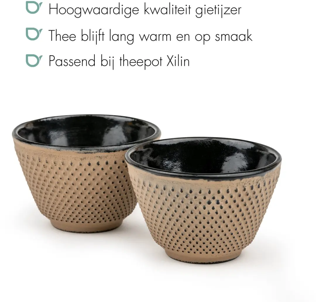 Bredemeijer Xilin Gietijzer Kopjes Set 2 - 120ml - Camel