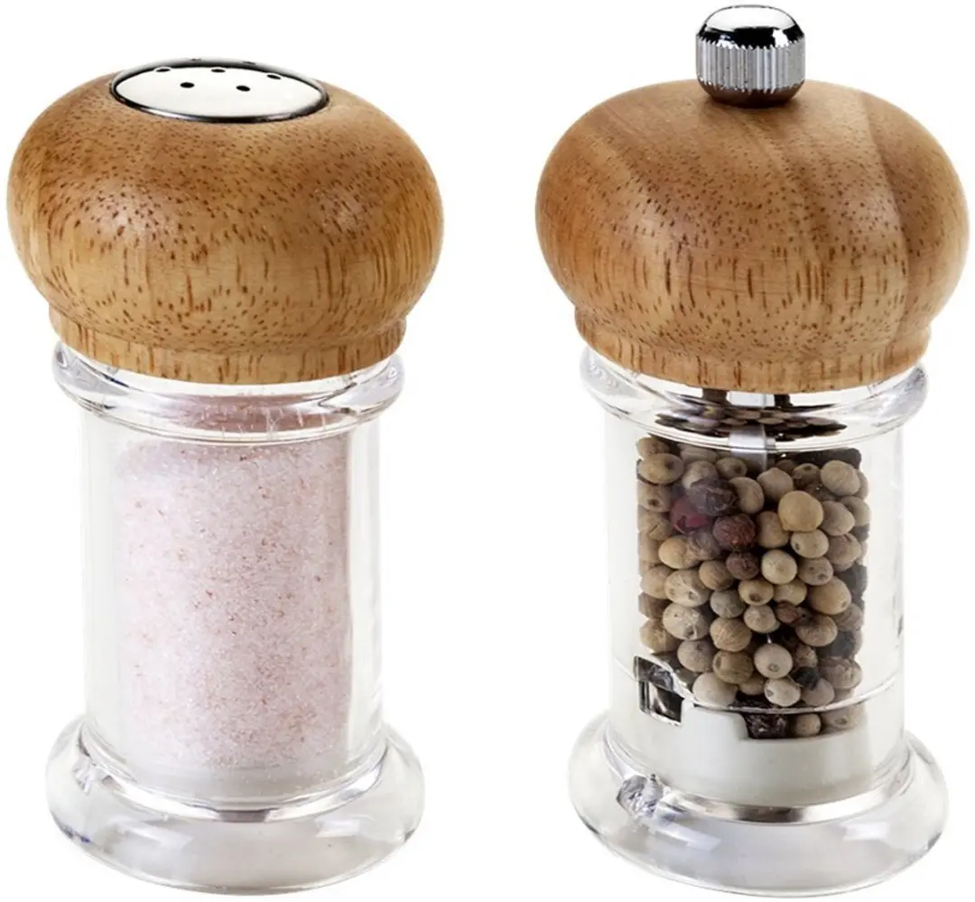 Metaltex Spice Line Zoutvaatje & Pepermolen 10cm - Transparant/Beige